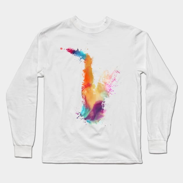 saxophone music art #saxophone Long Sleeve T-Shirt by JBJart